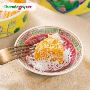 Steamed Pumpkin Kuih with Grated Coconut